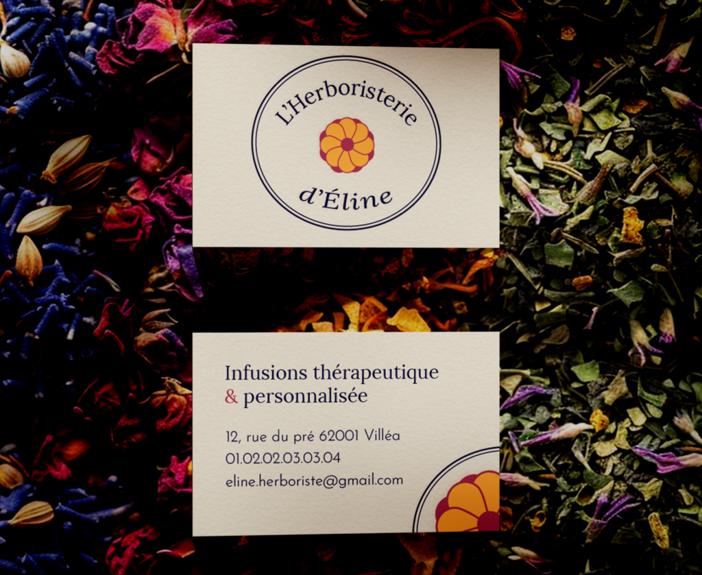 carte de visite identité visuelle Herboristerie d'Eline support de communication