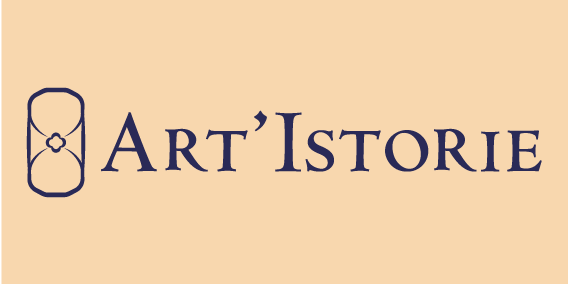 Logo Art'Istorie Identité visuelle logo principal bleu fond parchemin